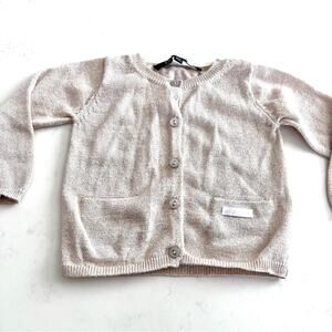 Lili Gaufrette baby girls cream cardigan with gold metallic thread size 9 months